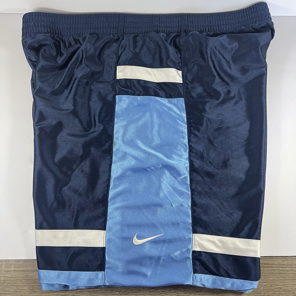 Vintage Nike Basketball Shorts Mens XL Athletic Shiny Dazzle Swoosh Y2K Blue
